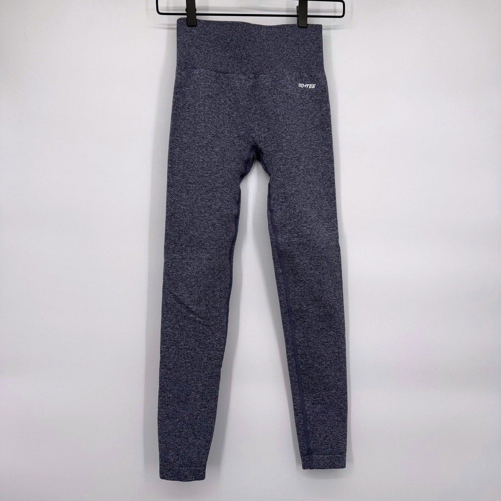 Bo+Tee Seamless Leggings Women XS Blue Marl High Waisted Activewear Gym Yoga